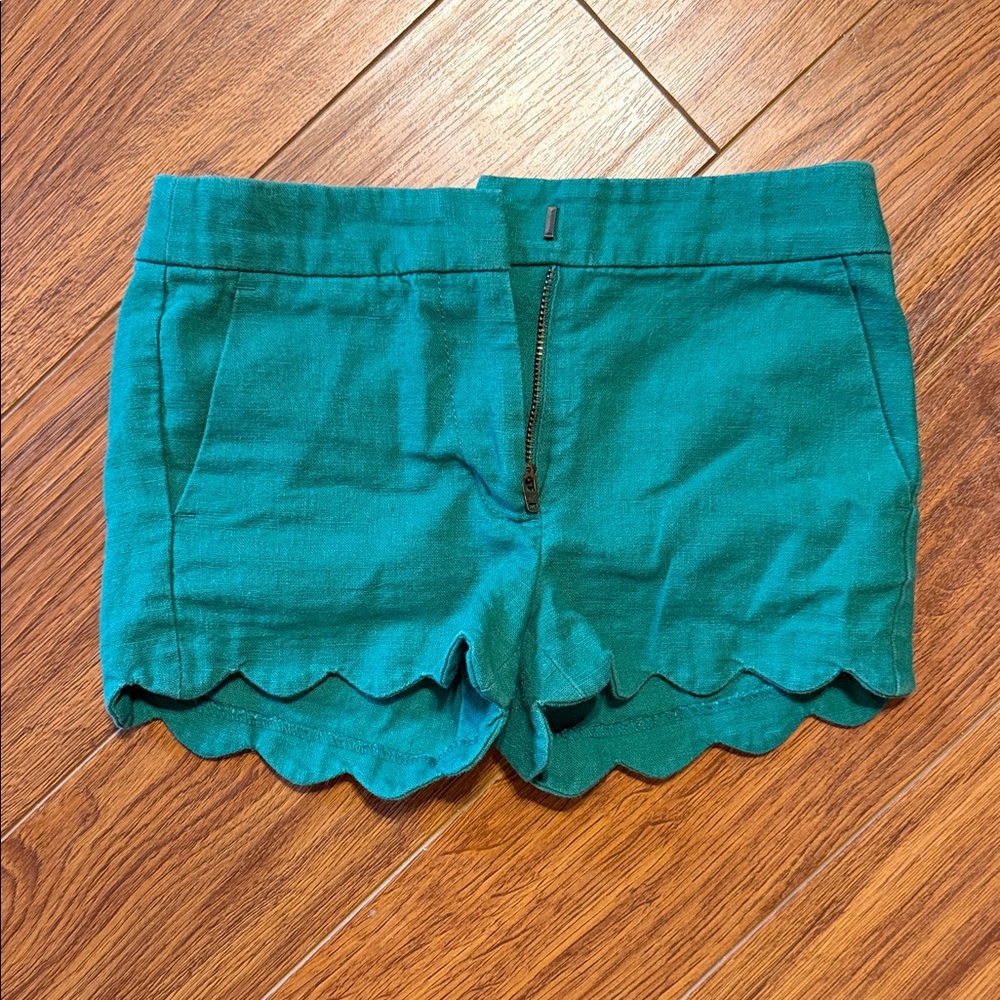 Crewcuts Green Scalloped Hem Women Shorts